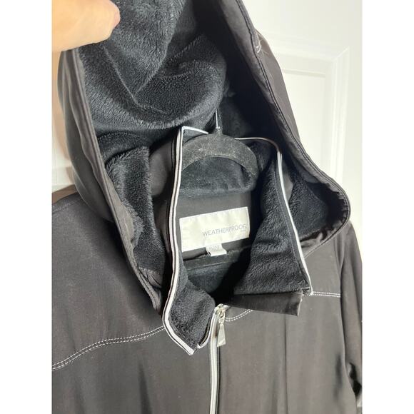 Weatherproof Women XL Black Fleece‎ Lined Hooded Jacket Full Zip Front - Picture 2 of 8